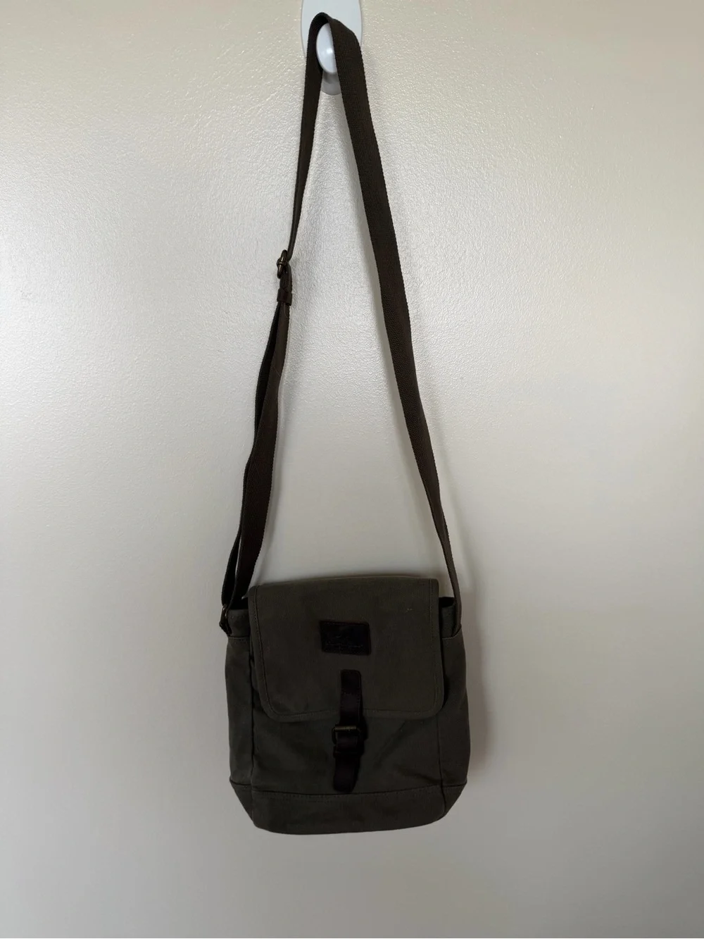 TOPWOLF Faded Olive Green Canvas Satchel Messenger Crossbody Bag